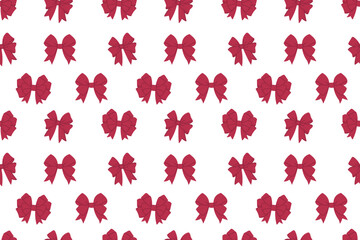 Seamless pattern with red bows on white background. Vector illustration.