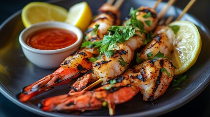 Grilled chicken with vegetables and potatoes on a plate