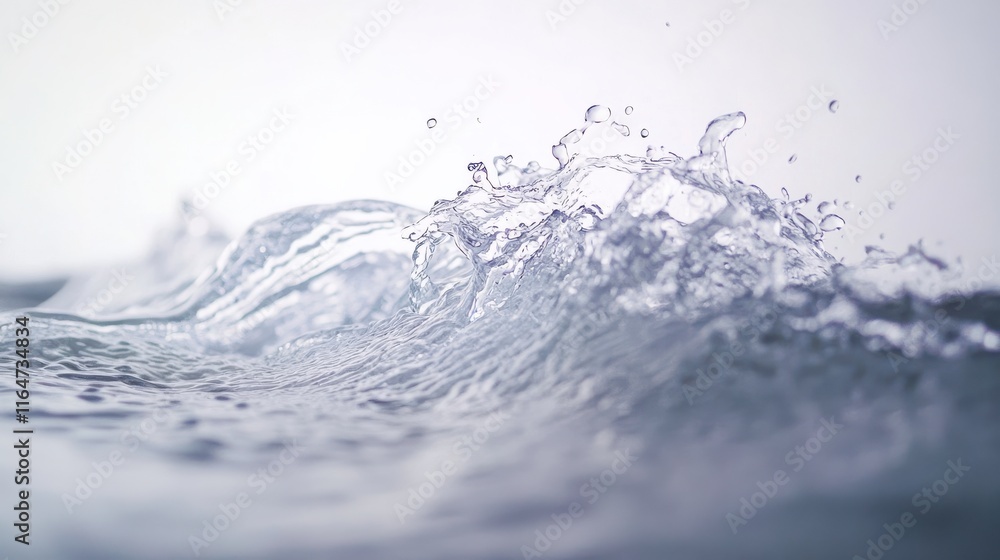 Poster high-resolution dynamic water splash on white background