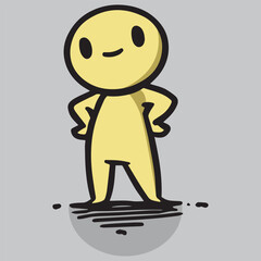 Confident yellow cartoon character crossing its arms with a playful expression. Perfect for branding, kids&rsquo; projects, or creative designs.