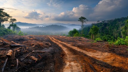 Fototapeta premium Panoramic View of Hiking Trail in Peaceful Evening Light