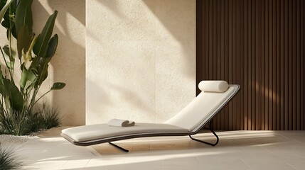 Serene Relaxation: Modern Chaise Lounge in Minimalist Setting