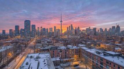 Obraz premium Toronto Skyline at Sunrise: A Winter's Morning