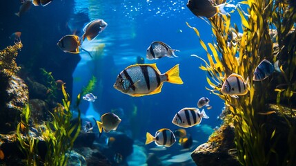 Vibrant Underwater Scene: A Symphony of Colorful Fish and Aquatic Plants