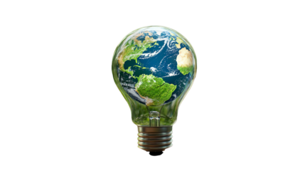 Earth Enclosed In Glass Bulb Highlighting Renewable Energy Against Forest Background 
