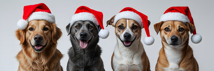 "Adorable Christmas Animals in Santa Hats: Cute Pets, Festive Holiday Decorations, Heartwarming Winter Scenes, Fluffy Kittens, Cozy Puppies, Fun Holiday Costumes, Seasonal Pet Photos, Santa-Clad Pets,