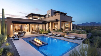 Luxury Desert Residence with Stunning Mountain Views and Private Pool