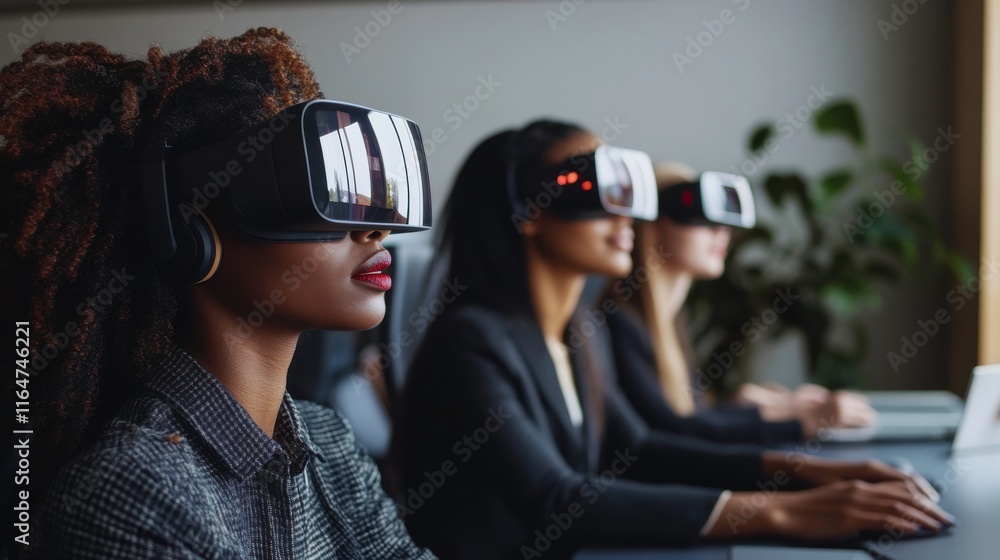 Poster diverse team using augmented reality for product development
