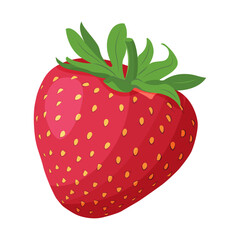 Fresh sweet Strawberry, bright Red berry. Hand drawn summer strawberry trendy flat style isolated for design. Vector illustration