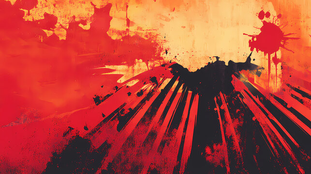 A bold and striking red grunge background with a sunburst effect, creating a dynamic and eye-catching visual. dappled. illustration. Sunburst. Illustration
