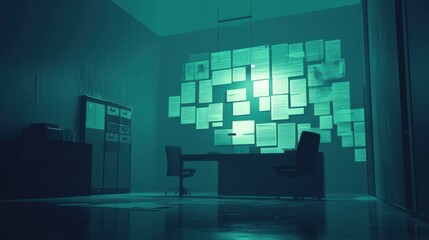 Modern Office with Augmented Reality Display Features