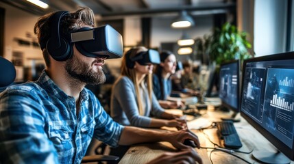 Team Meeting with Virtual Reality Tools in Workspace