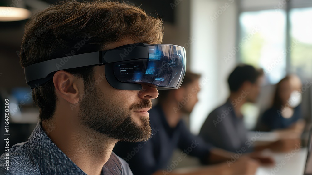 Poster using augmented reality in a modern office space