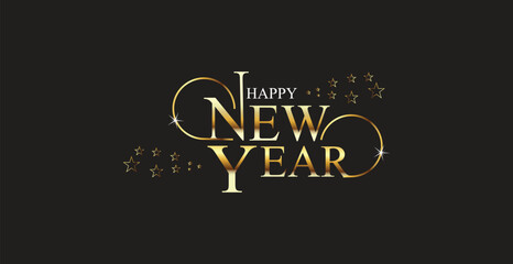 Happy newyear letters banner, vector art and illustration. can use for, landing page, template, ui, web, mobile app, poster, banner, flyer, background
