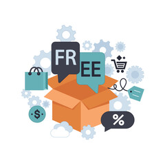 Freebie marketing concept. Flat vector illustration. Website banner
