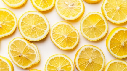 Closeup of fresh lemons on a pristine white background, burst of citrus delight