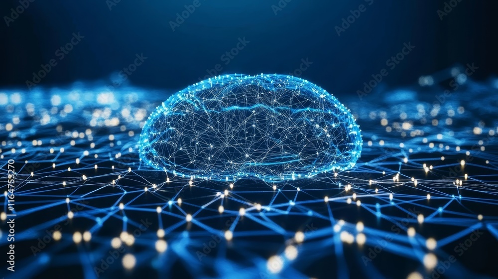 Poster illuminating the complex web, exploring the intricate network of the human brain and its neural conn