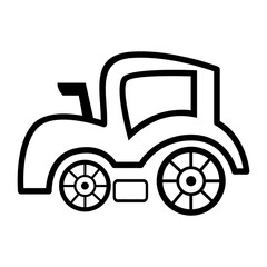 Modern and detailed vector tractor icon, perfect for depicting agriculture, construction and industry. Minimalist design with black lines and , this icon features a tractor.