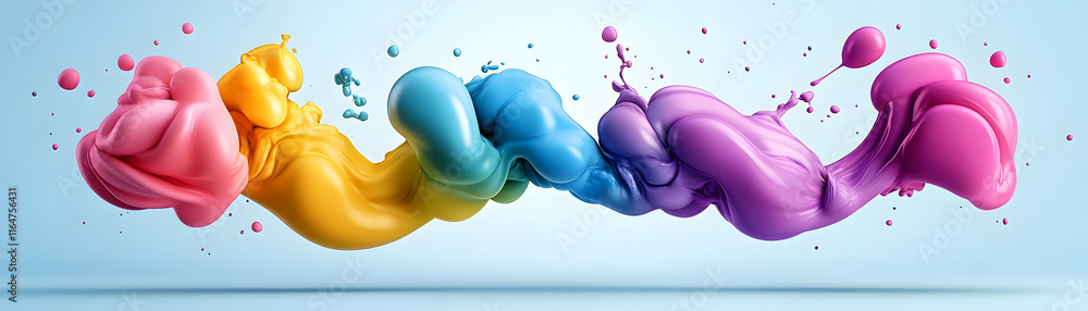Poster rainbow hues flowing dynamically, colors intertwine effortlessly, creating a vibrant masterpiece.