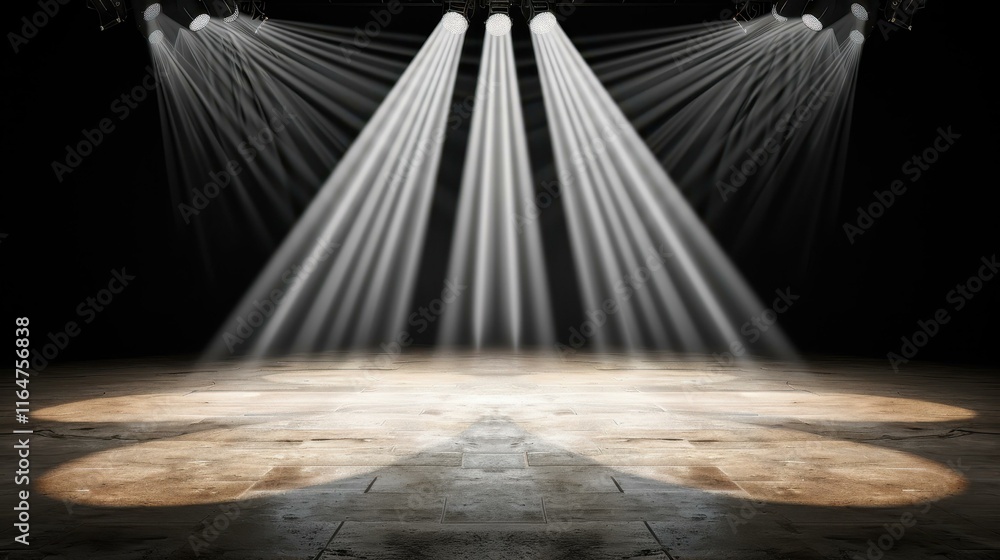 Wall mural a solitary light beam shines down on an empty stage, highlighting the potential for performance and 