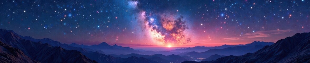 Fototapeta premium Celestial scene with many stars in a vast landscape, night sky, stars, celestial