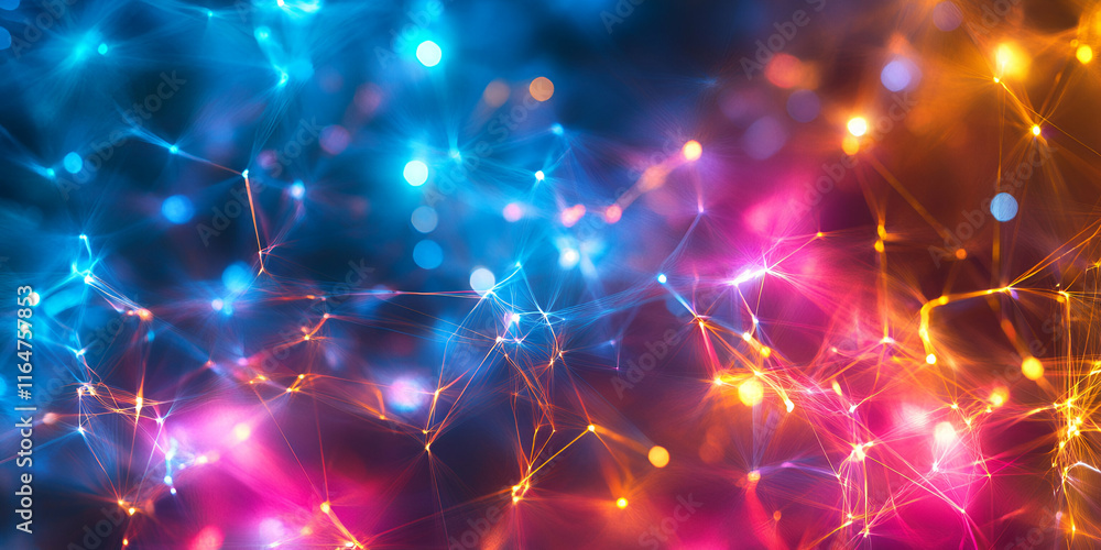 Aufkleber vibrant network, glowing lines interconnect brightly, forming a mesmerizing abstract display of ligh