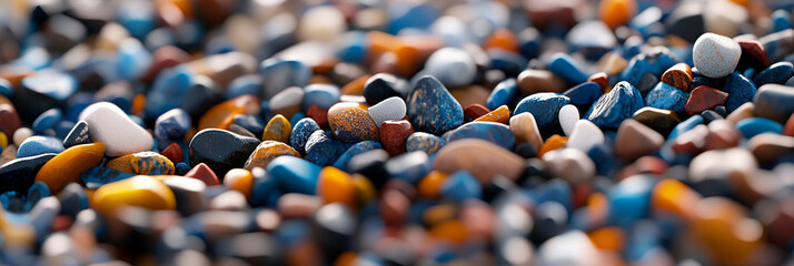Fototapeta premium Colorful Pebbles, A Textured Surface of Smooth, Varied Stones in Vibrant Hues