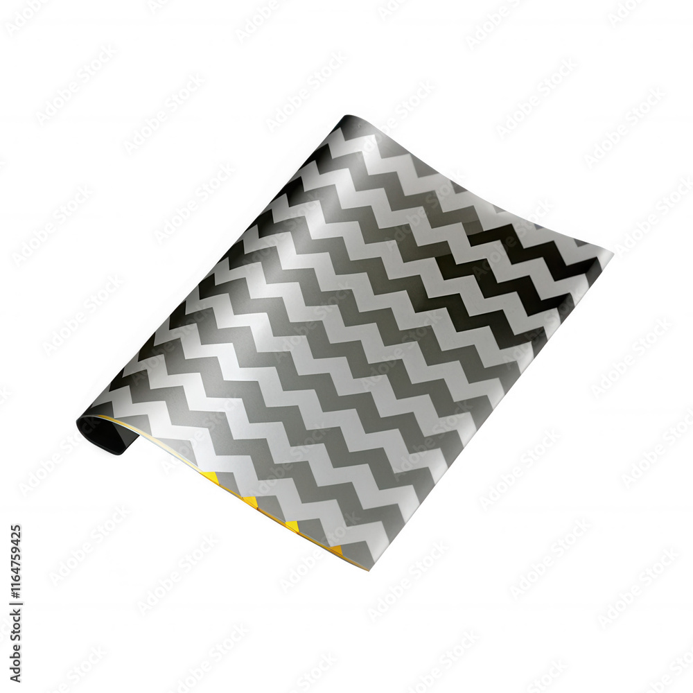 Poster a textured sheet featuring a silver and yellow zigzag or chevron pattern, giving a modern and stylis