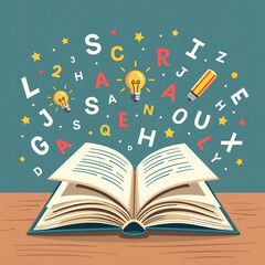 Educational Open Book Illustration