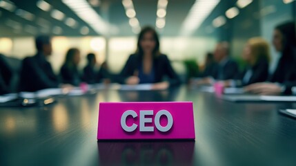Fototapeta premium A CEOs Place at the Boardroom Table: Leadership, Business Meeting, Corporate Strategy. generative ai