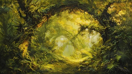 Obraz premium forest with a carpet of moss and ferns