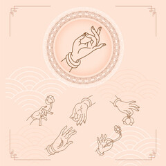 Asian traditional Chinese style Buddha and Bodhisattva hand gestures art material library