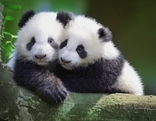 Two Baby Pandas Hugging Each Other AI