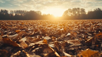 Scattered Leaves on Farmland Under Bright Sunlight