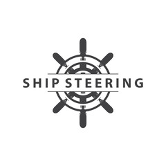 simple design of maritime sea vehicle with ship steering wheel logo concept silhouette template illustration symbol