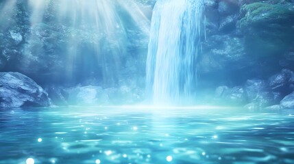 enchanting waterfall, crystal clear pool - ethereal/dreamlike imagery
