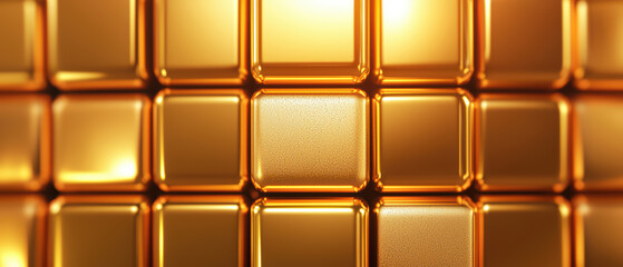 Shiny golden blocks arranged in grid pattern