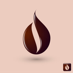 Coffee drop, coffee bean icon. Simple shape and minimalistic style. Coffee drop icon for cafe, coffee shop ad roastery, online order and delivery.
