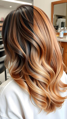 Naklejka premium dyed hair. hair coloring. beautiful hair. dyed hair in a beauty salon. before and after hair coloring, retro style, with white tones