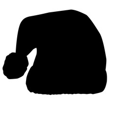  Hand drawn Black santa hat silhouette. New Year%27s black hat