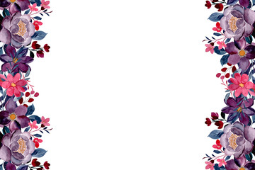 Floral watercolor border for wedding, birthday, card, background, invitation, wallpaper, sticker, decoration etc.