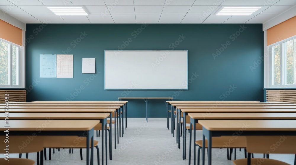 Poster modern classroom with interactive whiteboard setup