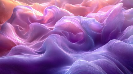 Obraz premium A serene and soft digital illustration showcasing beautiful flowing waves in various shades of purple and pink. The texture adds depth and movement to the composition.