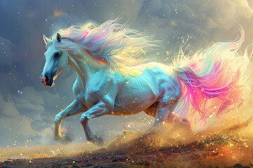 Naklejka premium Rainbow Fantasy Horse