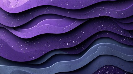 An artistic depiction of layered waves in purple hues, showcasing a textured surface with scattered details, creating a serene and minimalist aesthetic.