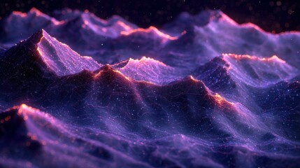 This digital representation showcases vibrant, undulating abstract waves in a serene landscape, featuring layered textures and a soft color gradient.