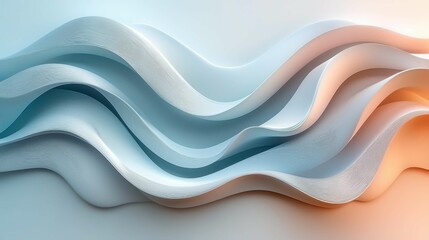 This image features smooth, flowing waves in soft pastel colors, creating a serene and abstract digital artwork. The layered shapes convey a feeling of calmness.