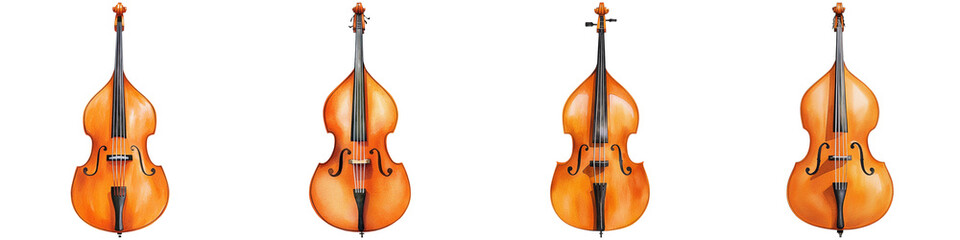 Naklejka premium Music icon silhouette instrument and minimal, Four beautifully crafted string instruments showcasing elegant curves and a polished finish.