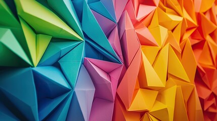 Fototapeta premium Vibrant origami paper creating colorful geometric designs in multiple hues