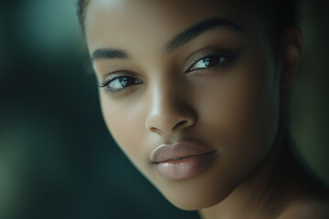 Fototapeta premium Beautiful skin woman face, clean and healthy beauty skincare and cosmetics for adverstising. Generative Ai. 